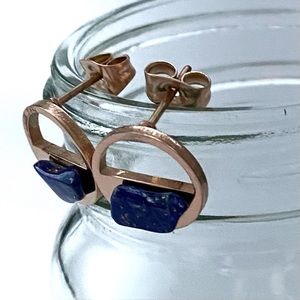 3/$40 Handcrafted Raw Lapis Lazuli Stone & Gold Earrings Hypoallergenic